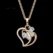 Load image into Gallery viewer, Cubic Zirconia Butterfly Heart Necklace Pendant - 18K