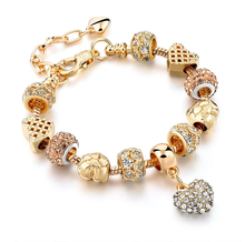 Load image into Gallery viewer, Luxury Golden Plated Crystal Heart Charm Bracelet in 5 styles
