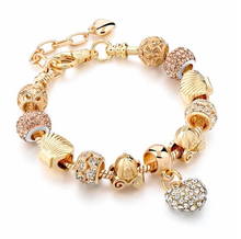 Load image into Gallery viewer, Luxury Golden Plated Crystal Heart Charm Bracelet in 5 styles
