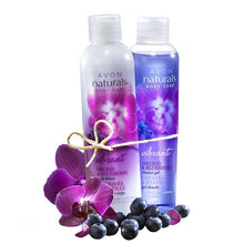 Load image into Gallery viewer, Avon Naturals Fresh Orchid &amp; Blueberry Shower Gel + Body Lotion - Set
