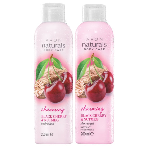 Avon Naturals Black Cherry & Nutmeg Shower Gel + Body Lotion - Set