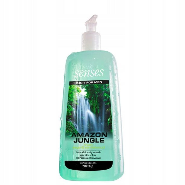 Avon Senses 2 in 1 For Men Amazon Jungle Fresh Saga & Sandalwood Hair & Body Wash XXL - 720ml