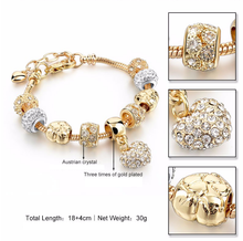 Load image into Gallery viewer, Luxury Golden Plated Crystal Heart Charm Bracelet in 5 styles
