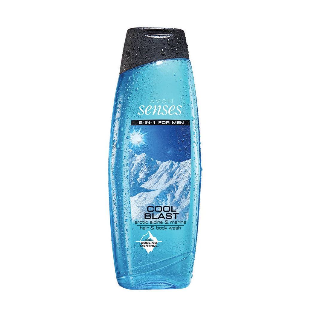 Avon Senses 2 in 1 For Men Cool Blast Arctic Alpine & Marine Hair & Body Wash - 500ml