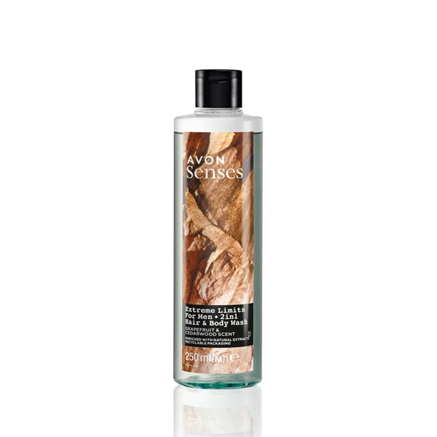 Avon Senses 2 in 1 For Extreme Limits Grapefruit & Cedarwood Hair & Body Wash - 250ml