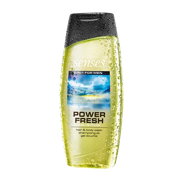 Avon Senses 2 in 1 For Men Power Fresh Yuzu & Musk Hair & Body Wash - 250ml